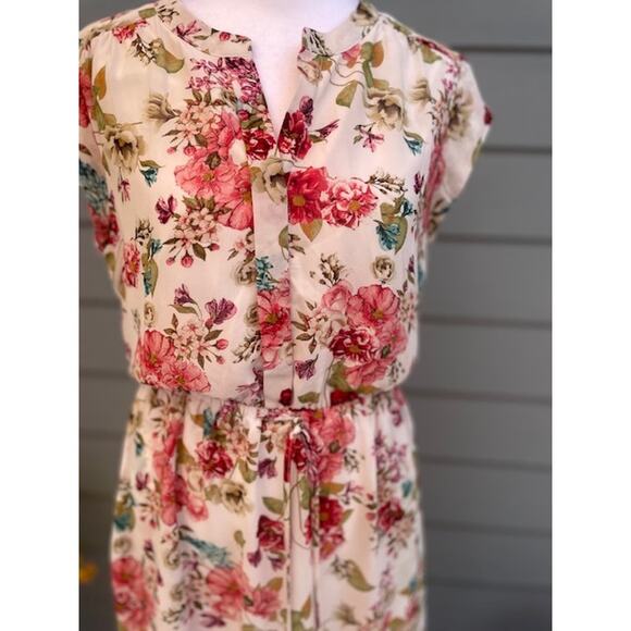 DR2 Woman Size Small Maxi Dress Sleeveless‎ Cream & Floral - Picture 2 of 6